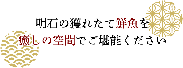 明石の獲れたて鮮魚を癒しの空間でご堪能ください